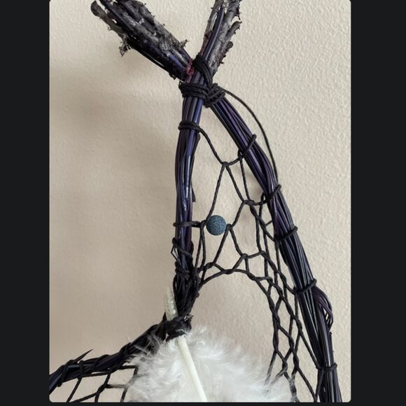 Purple Pine Needle Dreamcatcher - Protection - Turkey Feathers - Black Agate - Picture 5 of 6